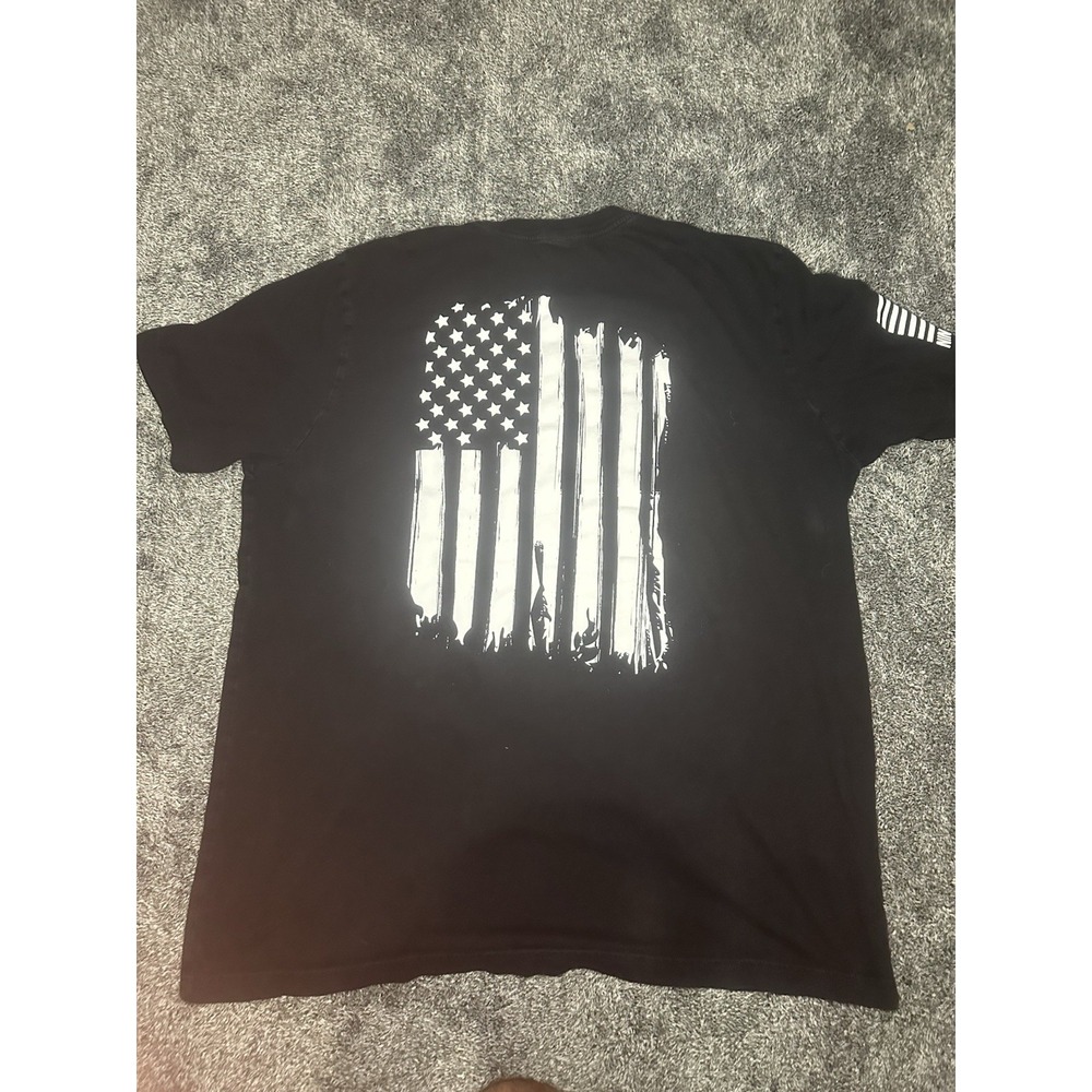 Nine Line Apparel Mens 2XL Black American Flag Military Helicopter Graphic Tee